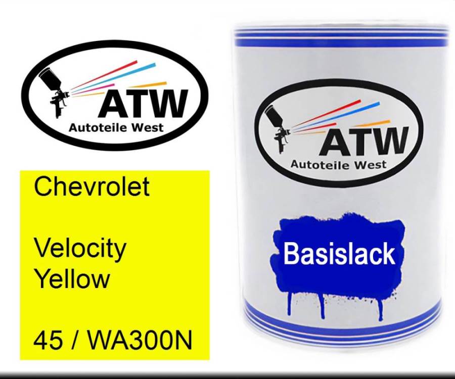 Chevrolet, Velocity Yellow, 45 / WA300N: 500ml Lackdose, von ATW Autoteile West.